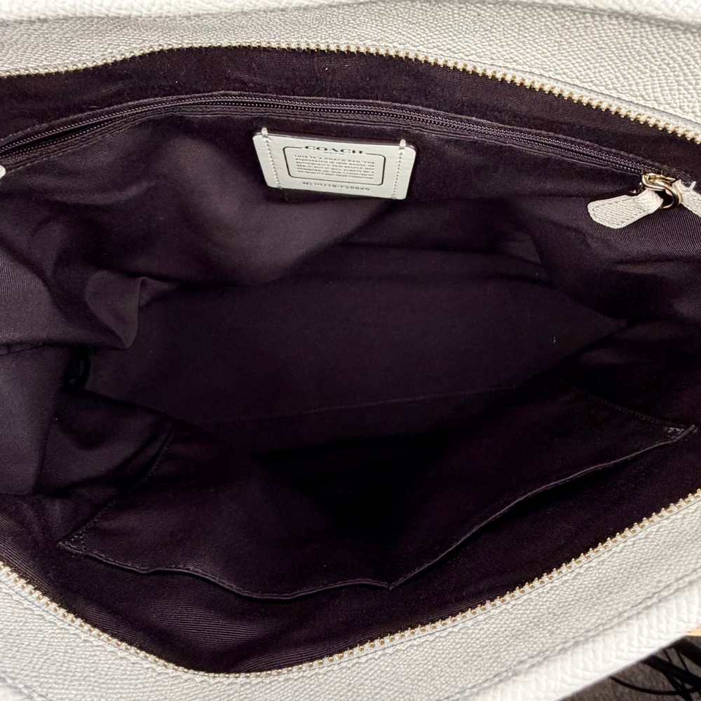 Coach City Tote Chalk White Crossgrain Leather Zip Top Shoulder Bag F58846 - Picture 12 of 13